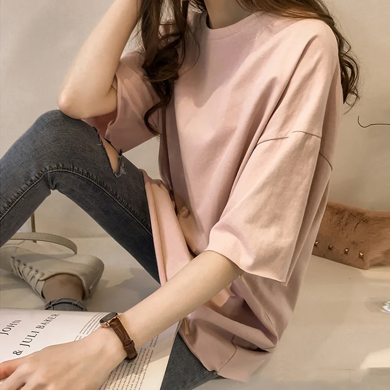 Large Size Candy Color Block Short Sleeve T-Shirt Women's Korean Style Clean Fit Ladies Inner Wear Winter Collection - view 4