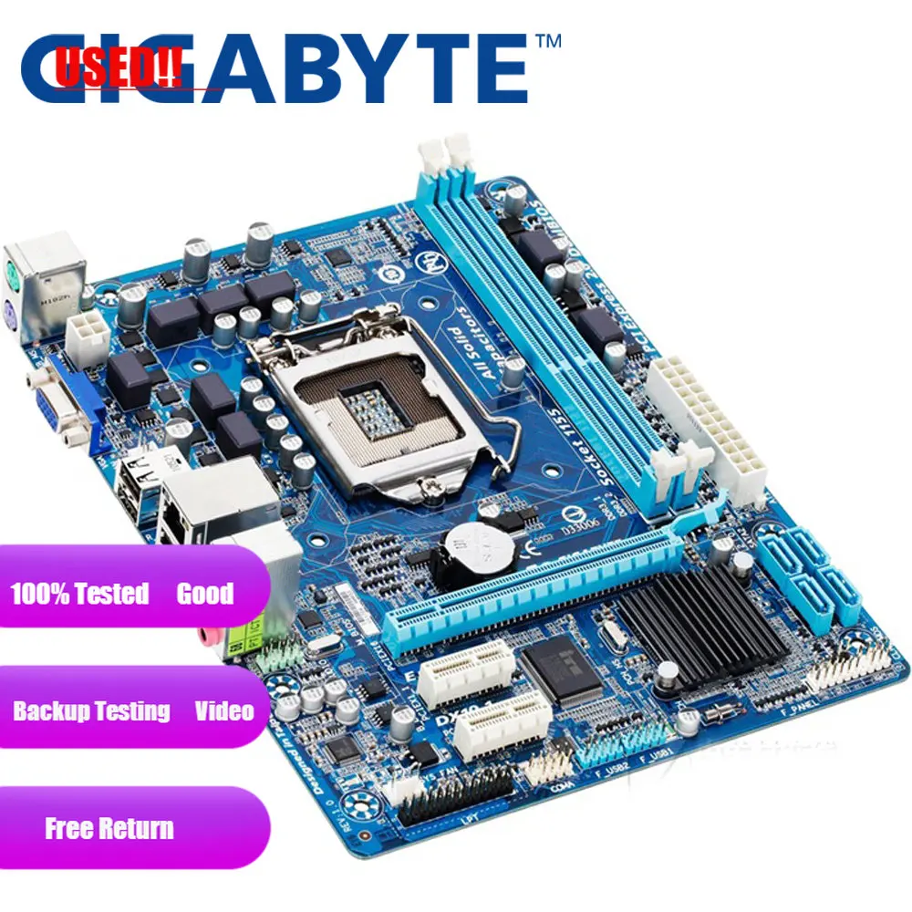 

GIGABYTE GA-H61M-DS2 Desktop Motherboard H61 Socket LGA 1155 i3 i5 i7 DDR3 16G uATX UEFI BIOS Original H61M-DS2