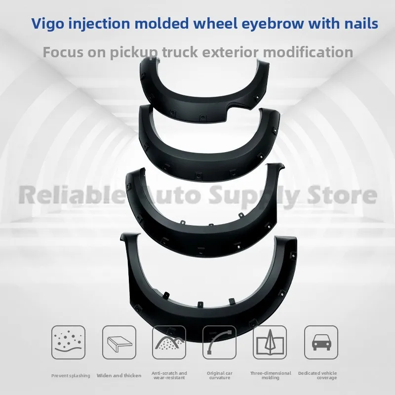 

For Toyota Hilux VIGO Pickup Truck Injection Molded Fender Flares with Studs Mud Guards Off Road Styling Durable Protection Enha