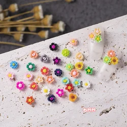 100Pcs Mixed 6mm Mini 3D Rose Flower Flatback Resin Cabochon Nail Art Manicure Decoration DIY Charms Nails Stickers Accessories