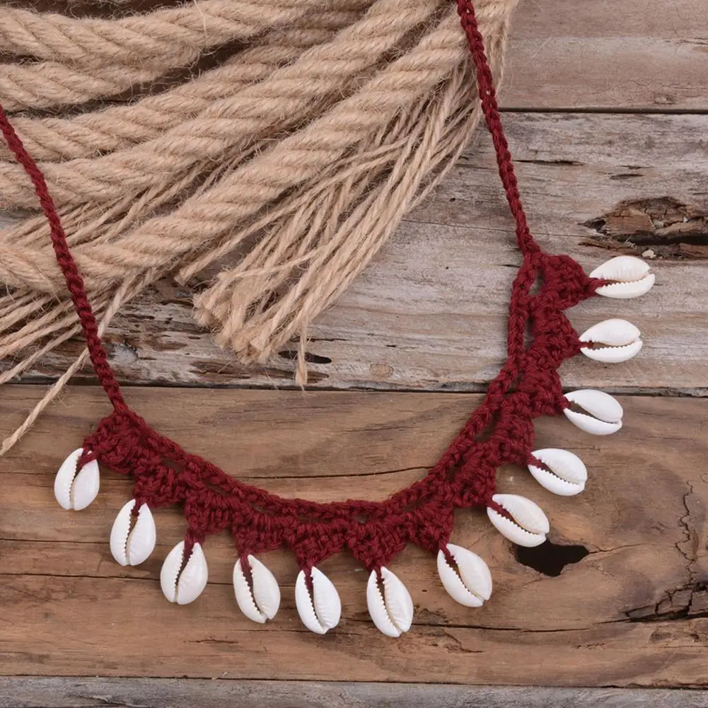 Shell Necklace Handmade Natural Shell Choker Necklaces for Women Boho Sea Cowrie Shell Jewelry Set with Rope Chain Summer Beach
