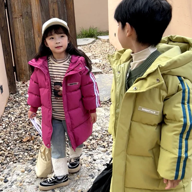 

Children Outwears Kids 2025 Winter Jackets For Baby Toddler Big Girls Boys Black Hooded Thicken Long Coats Clothing Size 7 8 -12