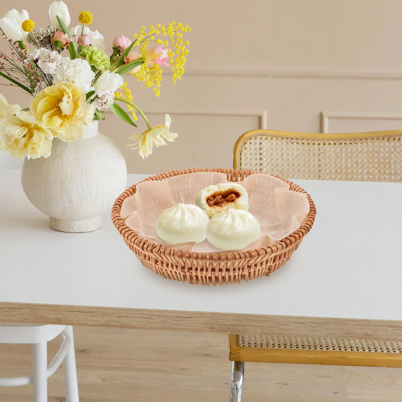 

Bun Basket Storage Baskets Woven Basket Household Bread Tray Kitchen Table Food Food Container Holder H made