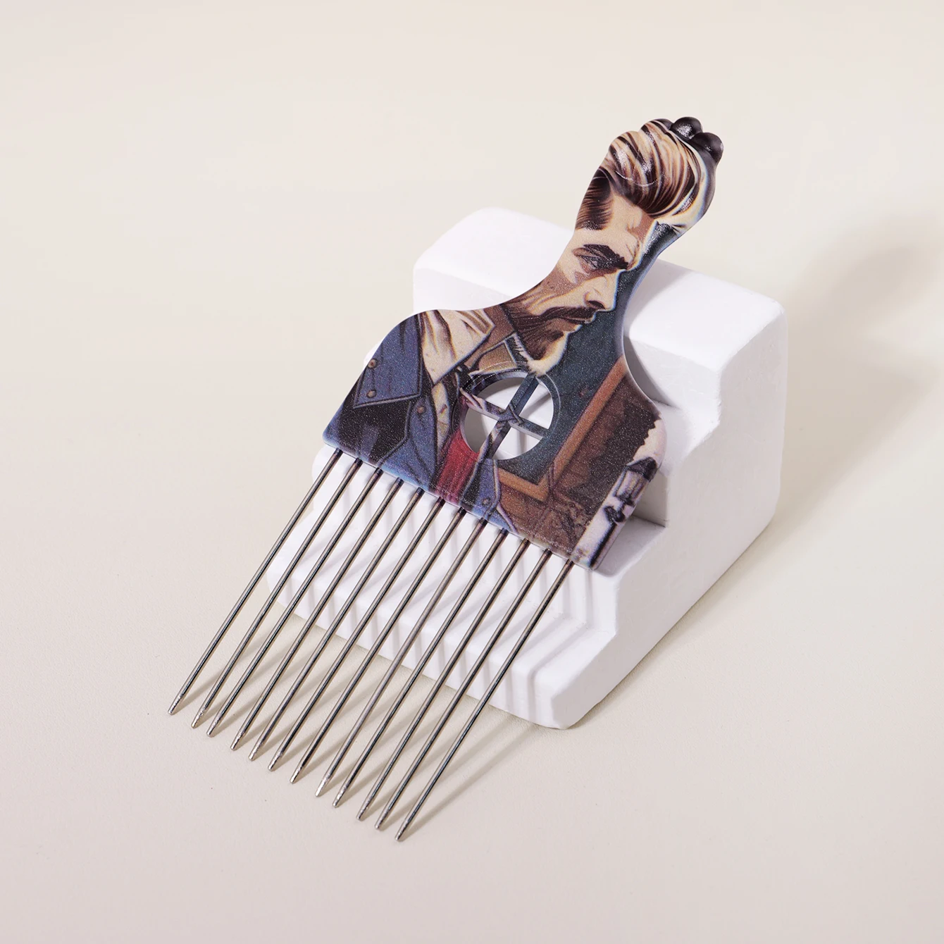 Patterned Steel Needle Inserted Comb for Hair Styling