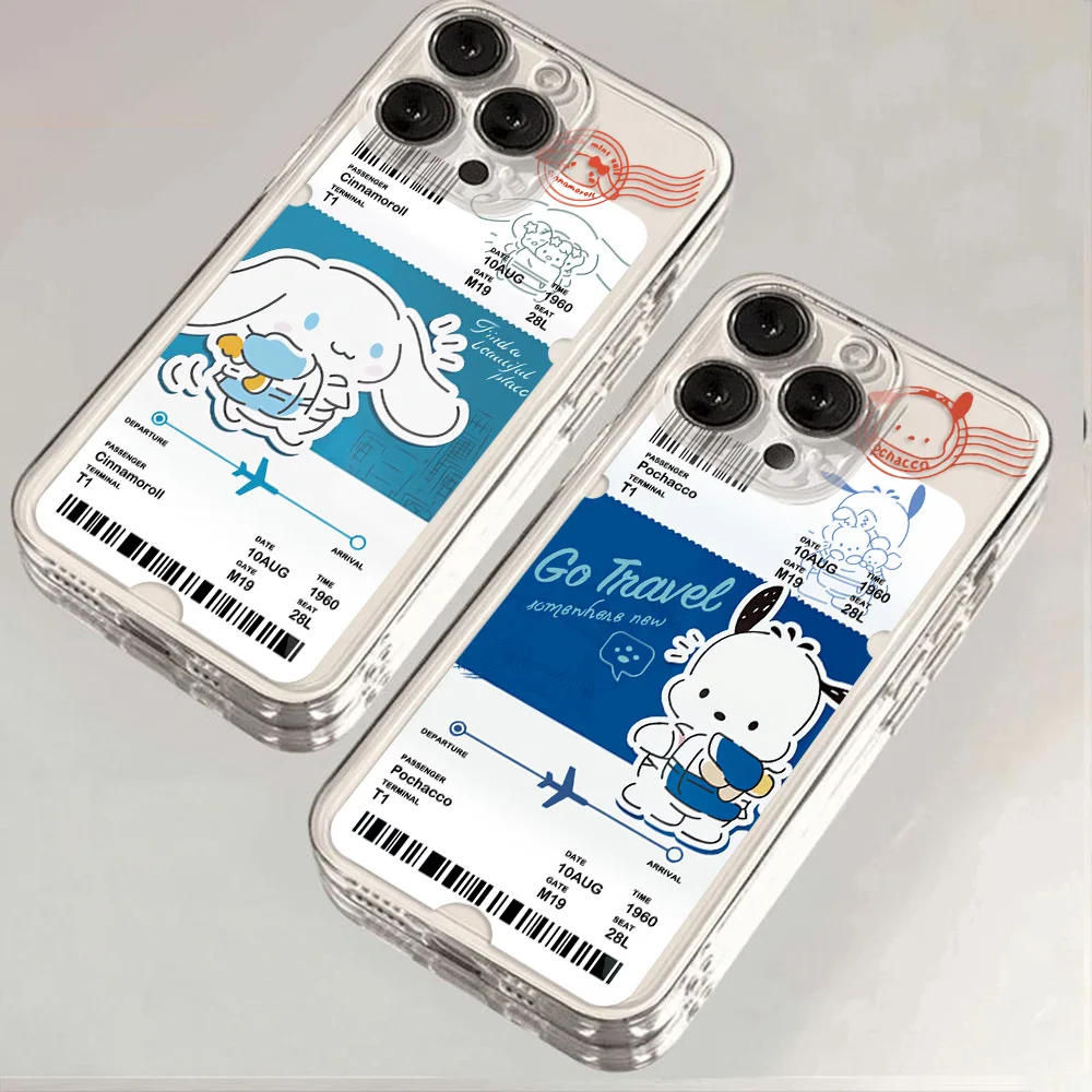 Transparent Pom Purin Pochacco Ticket Phone Case For OPPO Realme C67 C65 C63 C55 C53 C35 C30 C11 12 10 9 8 7 6 5 Pro Plus 4G 5G