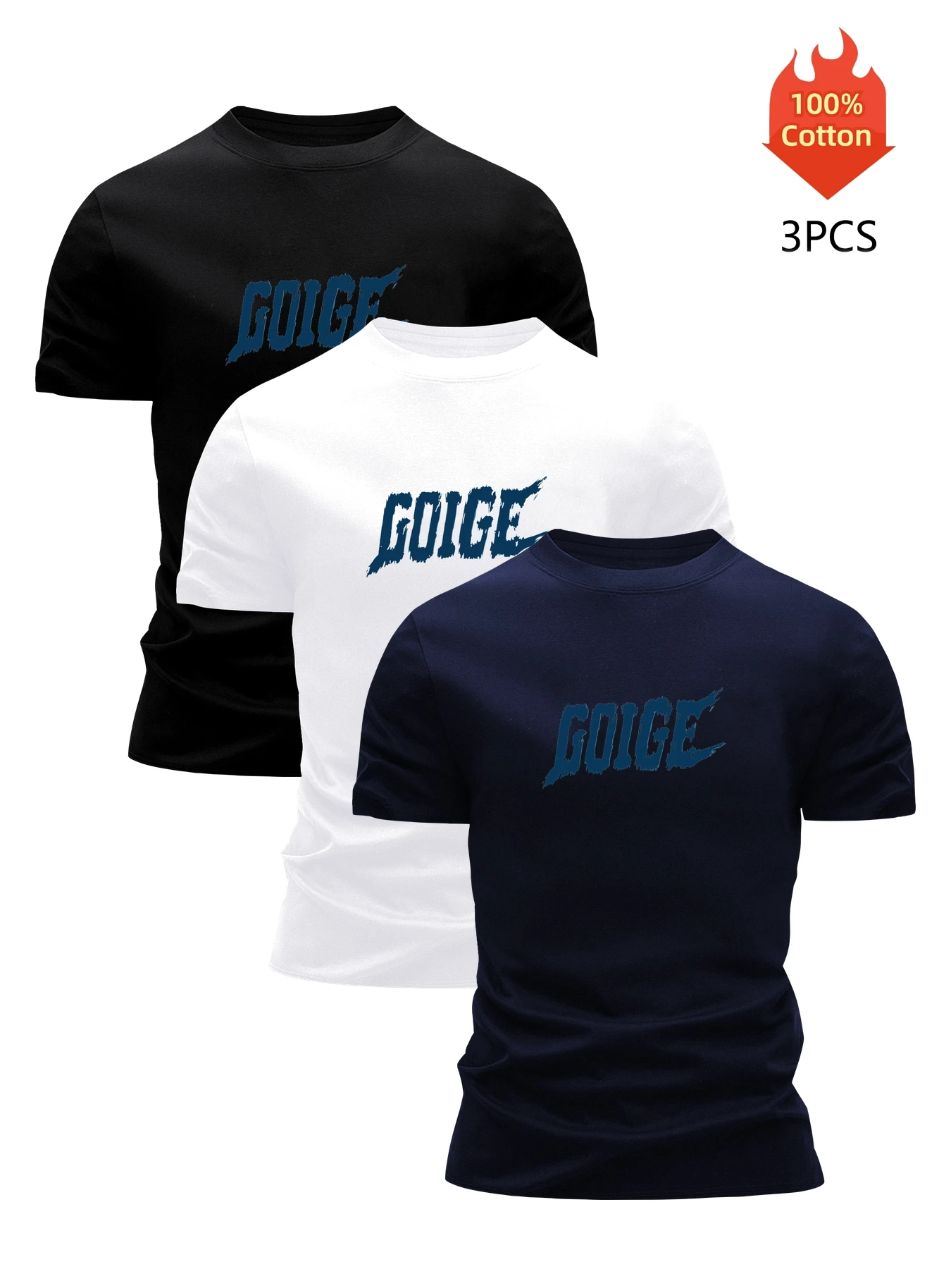 

3 Pack T-Shirt Мужская 100% Хлопок Графический Печатные Tees Смешные Летняя Блузка Повседневная Breathable Cool Luxury High Quality Одежда