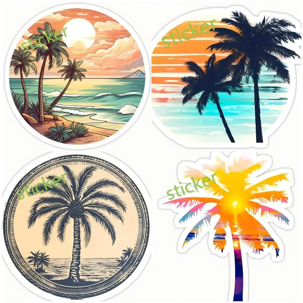 

Summer Beach Palm Tree Waterproof Car-stickers And Decals Gadget Accessories Vehicles Cart Caravan Bumper Bodywork Windshield