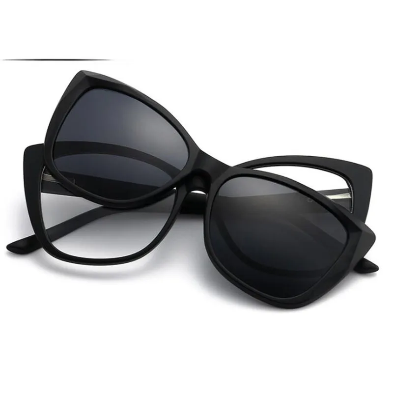 2328 Magnet Clip Cat Eyes Myopia Glasses 0 -0.5 -1.0 -2.0 To -6.0 , Fashion New Hyperopia Sunglasses +0.5 +1.0 +2.0 To +6
