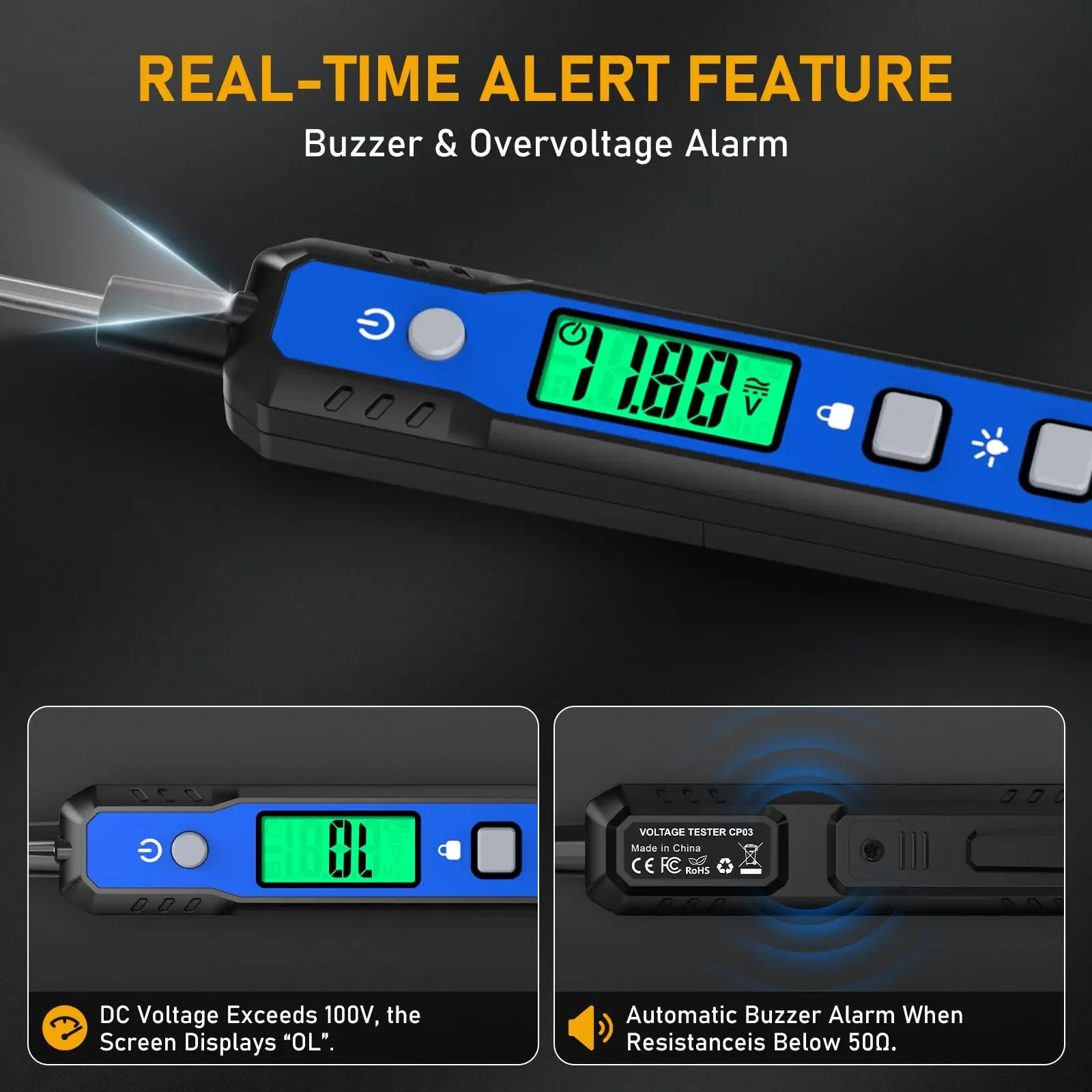 سيارة الجهد الدائرة التحقيق تستر CP03 السيارات تيار مستمر الجهد 0.8 فولت-100 فولت المقاومة اختبار رقمي مع مصباح يدوي الخلفية #6
