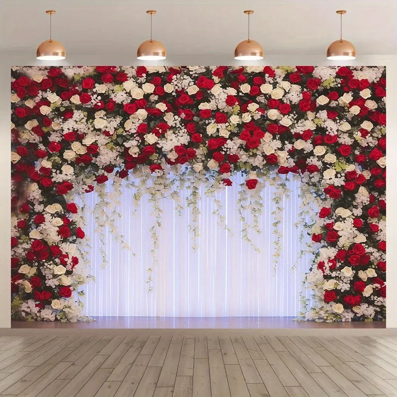 Elegant red and white rose party background: perfect for birthdays, anniversaries,bachelorette parties, etc-bracket not included