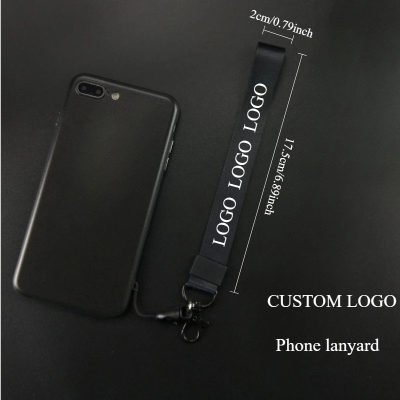 100PCS Free Custom Key Lanyards Customized Logo Heat Transfer Full Colorful Printing Mobile Phone Straps Wrist Strap