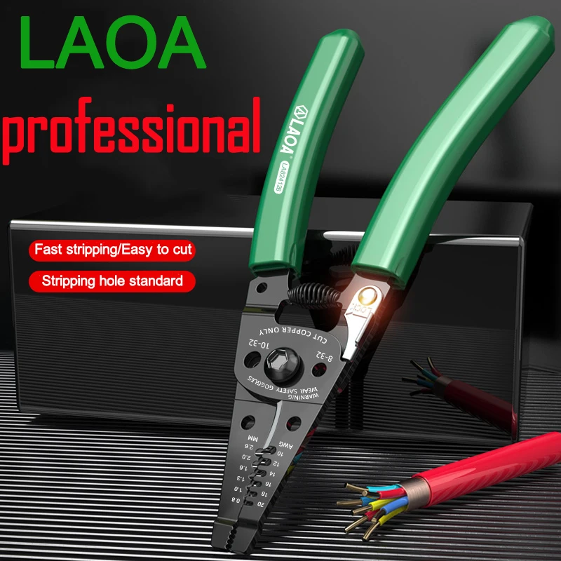 LAOA Elbow wire stripper special multi-function wire stripping, crimping, peeling and cutting pliers for industrial-grade electr