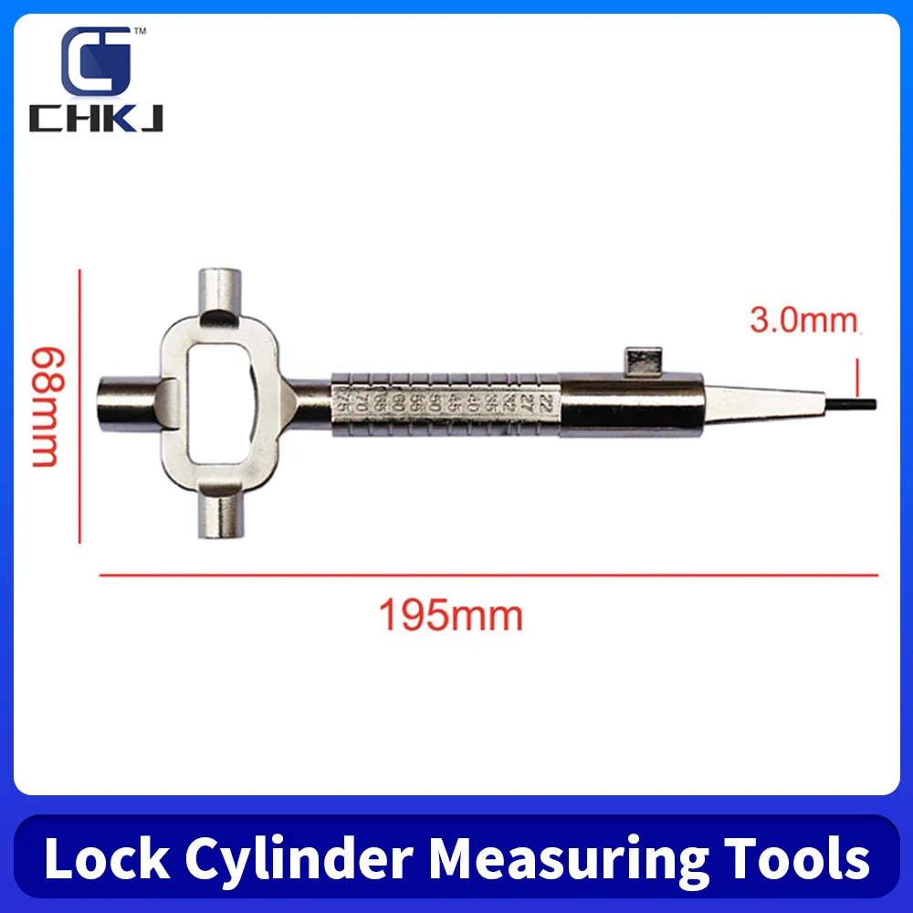 CHKJ Long Type 6 in 1 Lock Cylinder Measuring Tools Building Keys and Locksmith Lock Keys Construction Key Car Repair Tool