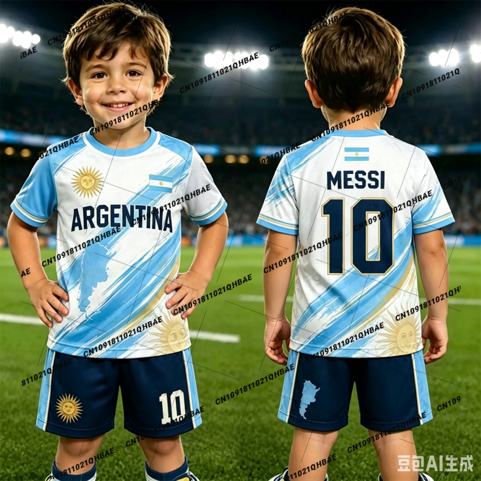 2026 Special Messi 10 Football Jersey Tee Shorts Set Women Men Harajuku Argentina Fans Shirt and Shorts Summer Kids 2 Piece Set