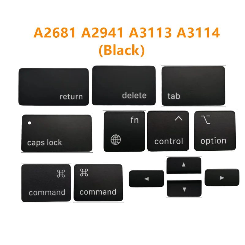 

A2681 A2941 A3113 A3114 Black keycap for Macbook Air 13"15" Caps lock Control Delete Fn Return Tab Command keycap US Layout