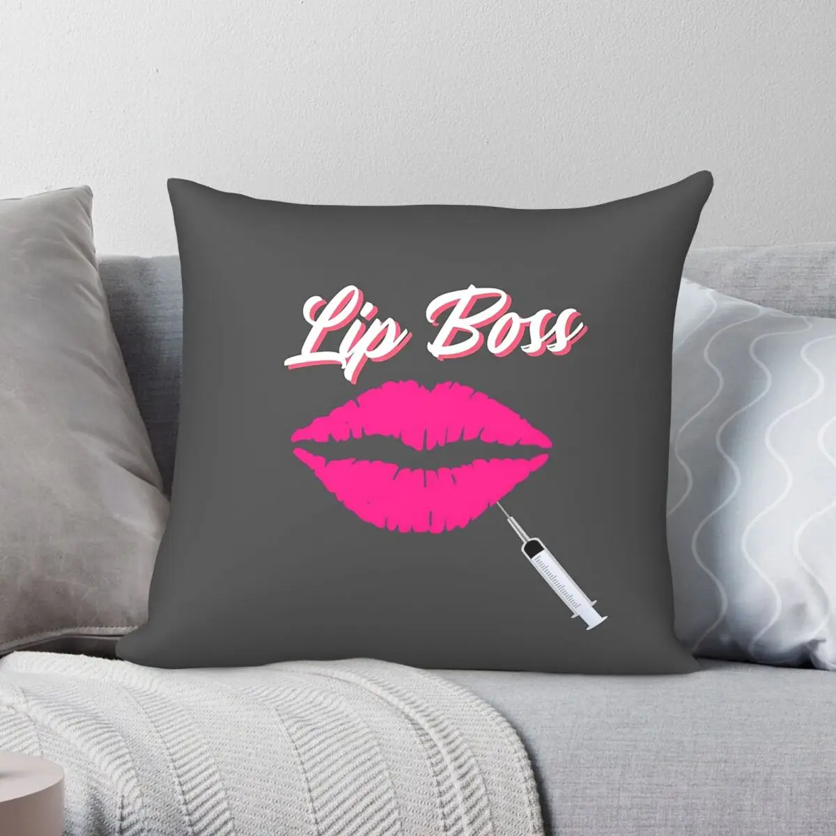 Lip Boss Botox Aesthetic Fillers Pillowcase Polyester Linen Velvet Printed Zip Decor Sofa Seater