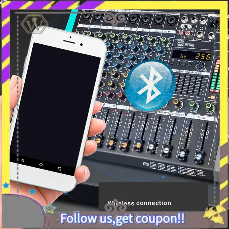 New Professional Audio Mixer GAX-PA8 Channel Sound Board Console Mixing Desk System Interface Built-In 256 Reverb Effect EU Plug