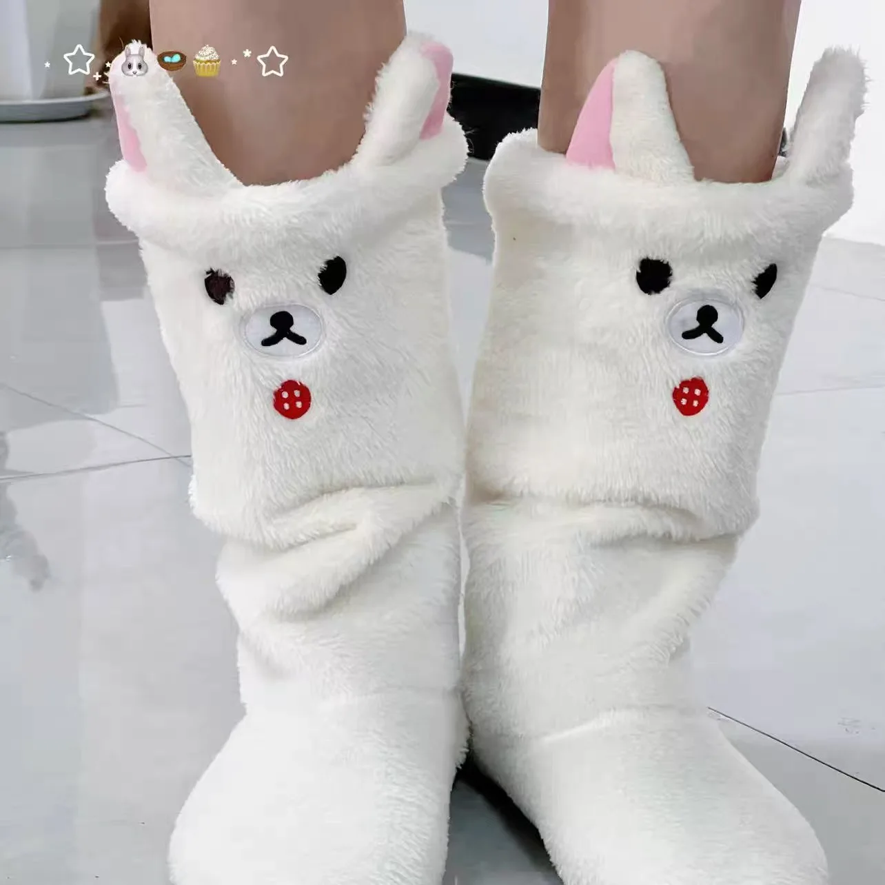 New Kawaii  Rilakkuma Korilakkuma Bear Kids Children Girls Winter Knee-high Socks Foot Warm Stacked Socks For Women