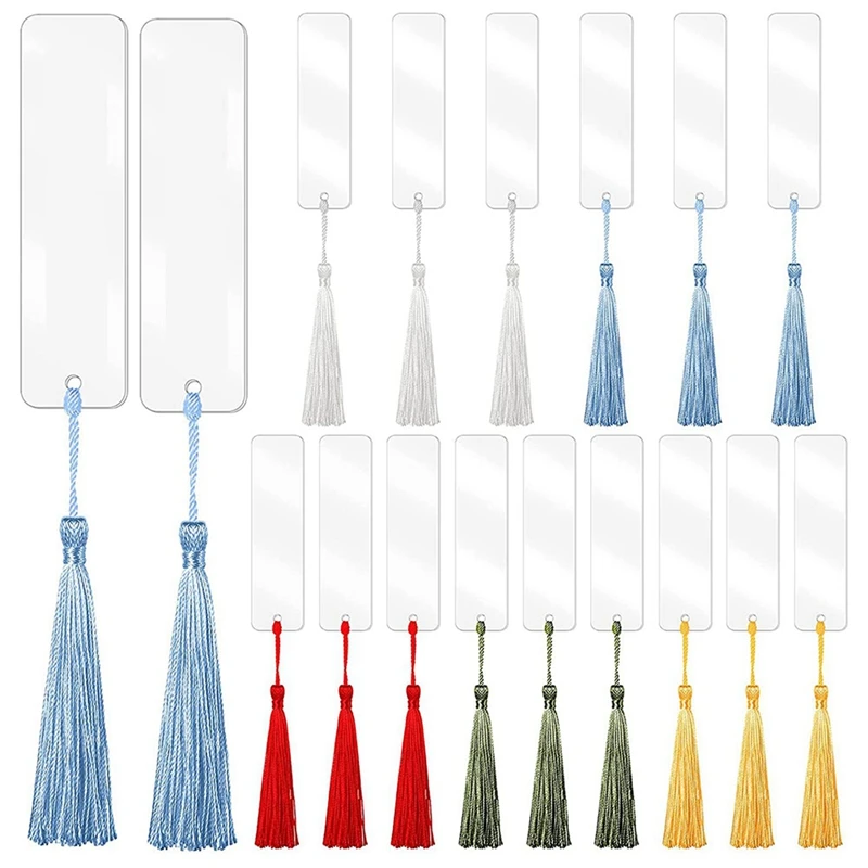 300X Blank Acrylic Bookmark Acrylic DIY Bookmark Unfinished Acrylic Book Markers Ornaments And 300 Colorful Tassels