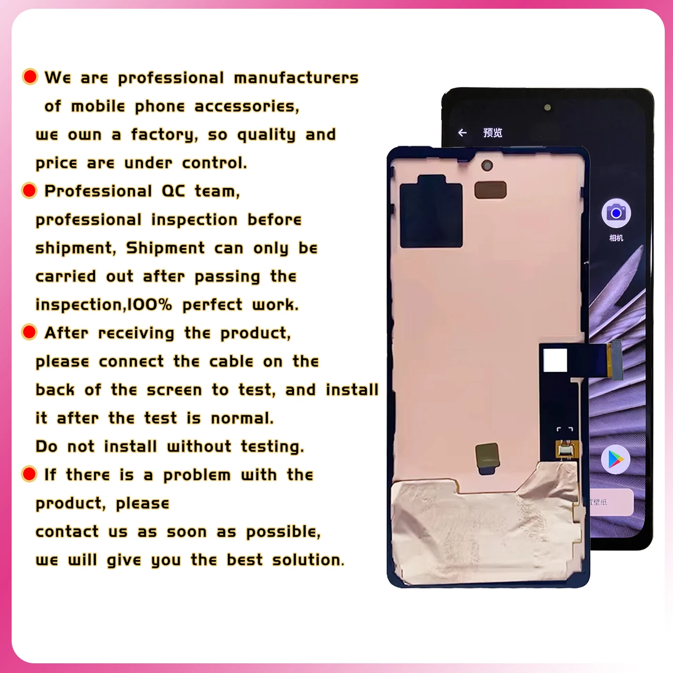 100% Tested OLED/TFT For Google Pixel 7 Pixel7 LCD GVU6C, GQML3, GO3Z5 Display Screen Touch Assembly With Frame Panel Digitizer