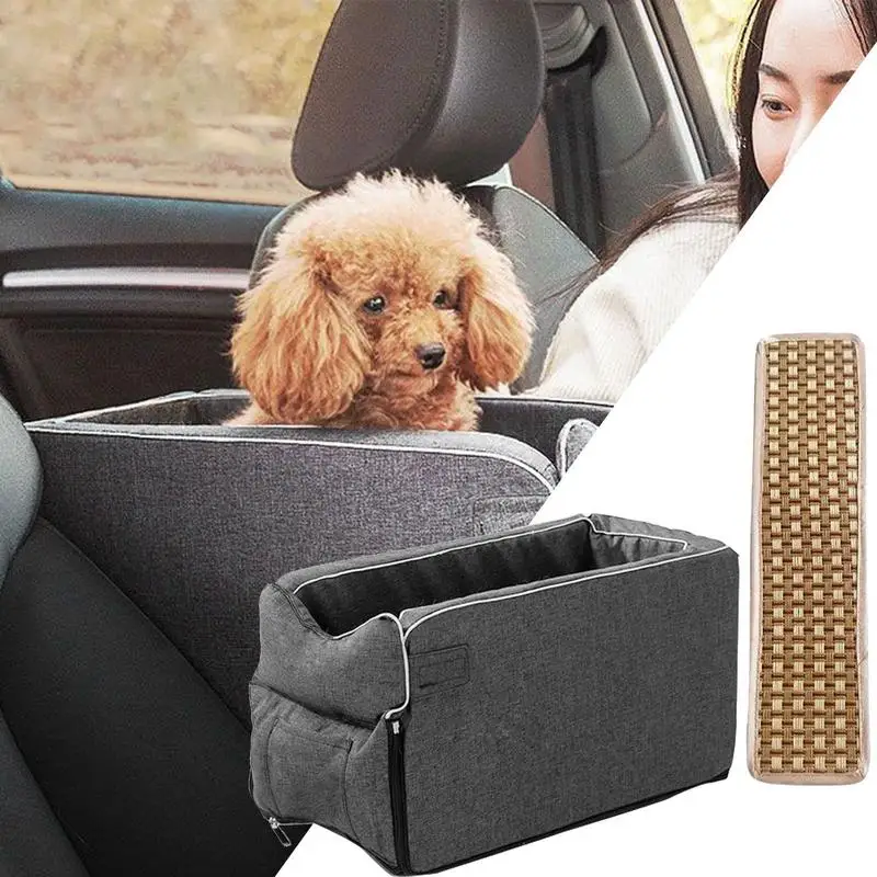 Dog Bed For Car Console Dog Protection Seat Portable Armrest Booster Seat Non-slip Dog Protection Seat With Cooler Mat For Small