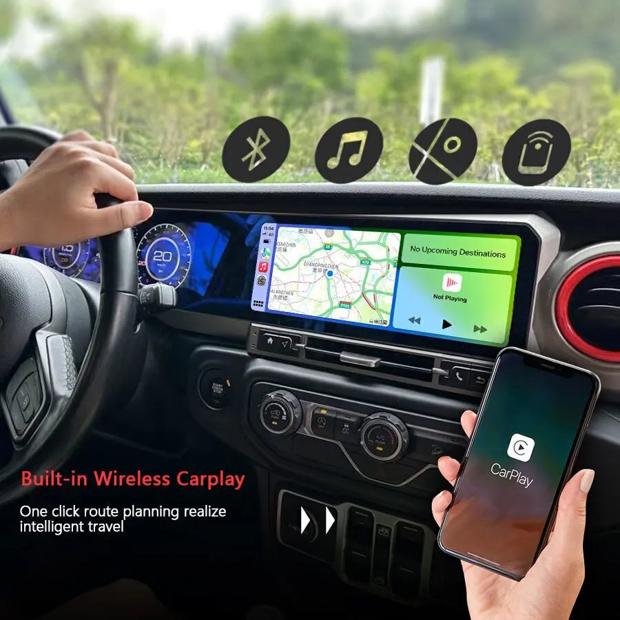 12.3inch+12.3inch Android Dual Screen Interaction For Jeep Wrangler 2018-2022 Carplay Car Radio Multimedia Player Navigation GPS