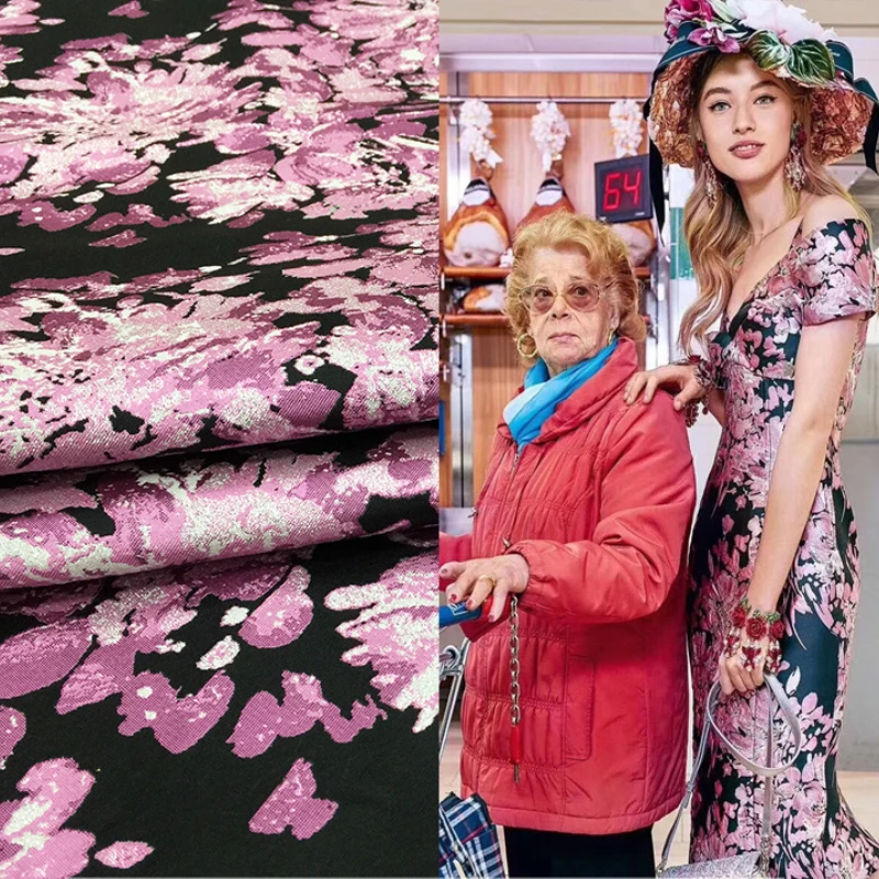 

Золотая шелковая жаккардовая ткань, жаккардовая ткань, цветочный костюм, пальто, платье, дизайнерская одежда, ткань Европейского Бренда, модный материал для шитья, оптовая продажа