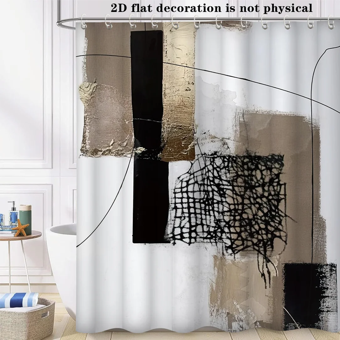 Moderner Abstrakter Geometrischer Duschvorhang Badezimmer-Wanddekoration 180x180cm Wasserdichte Vorhänge