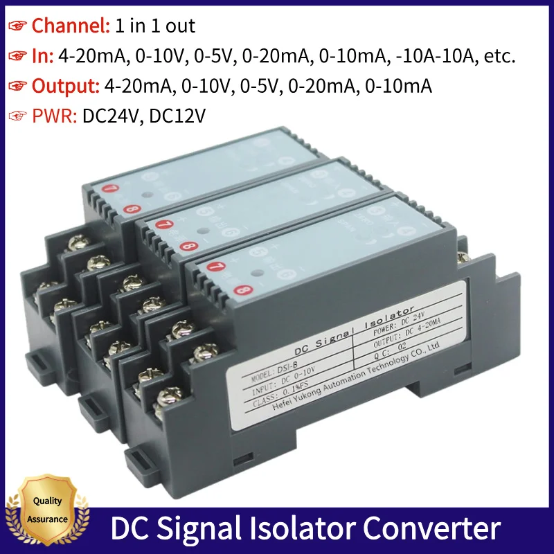 

DC Voltage Analog 4-20ma Signal Conditioner Signal Isolator 0-20mA Signal Converter to PLC Signal Converter Current Transmitter