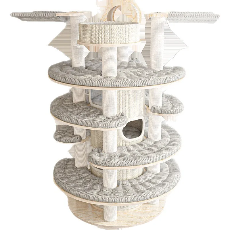 Cat climbing frame, cat litter, cat tree integration, super large solid wood multi-layer warmth