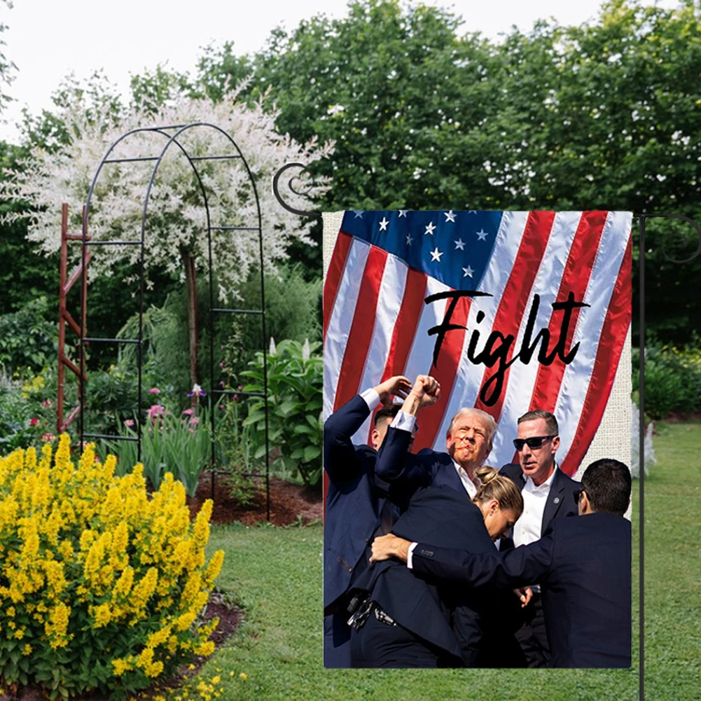 Donald Trump 2024 Garden Flag Double Sided Trump Shootings Flag Vertical Trump USA Flag Garden Flag Yard Outdoor Decoration