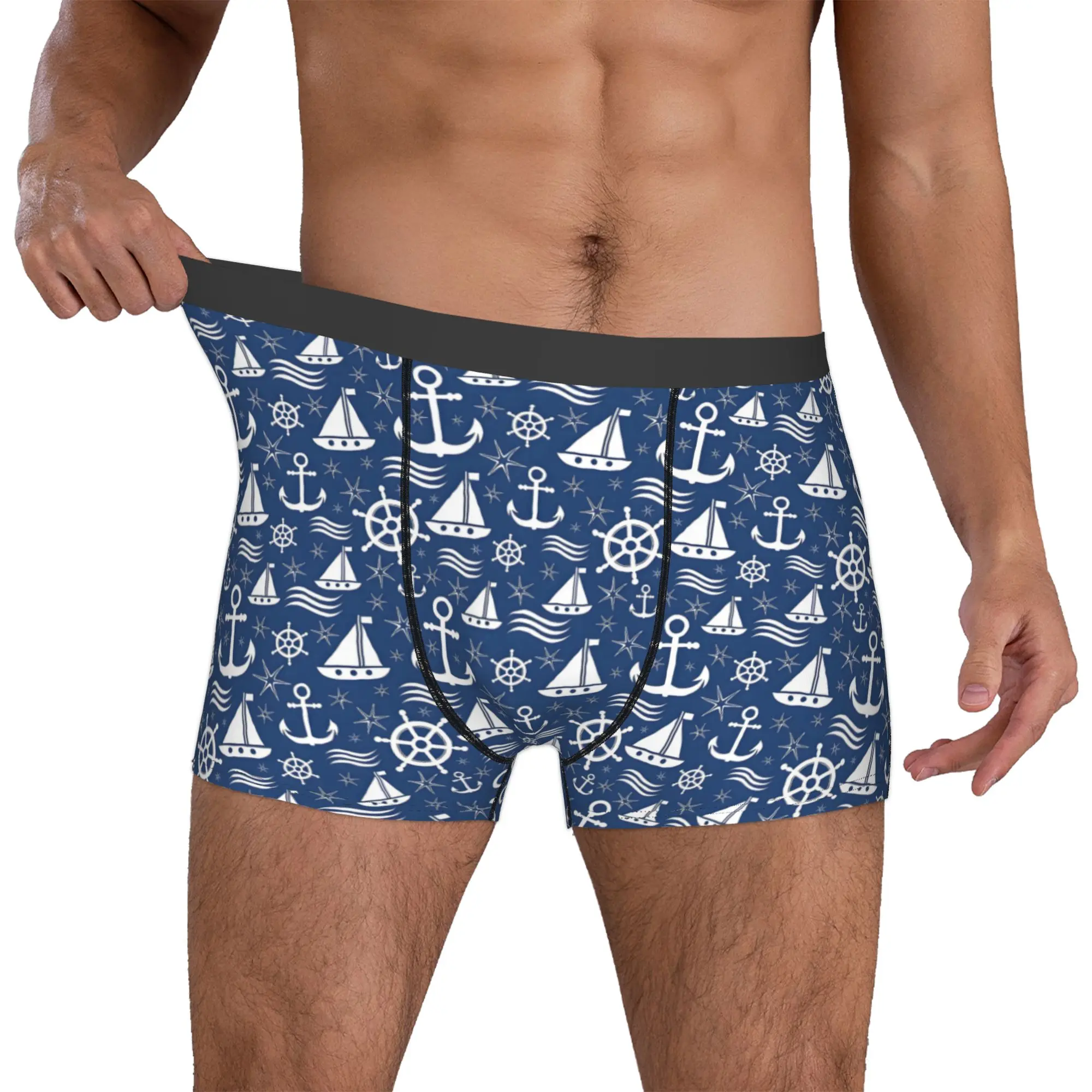 Anchor Nautical Compass Captain Sailor Adventure Boxers Shorts Mens  Briefs Underwear Funny Underpants