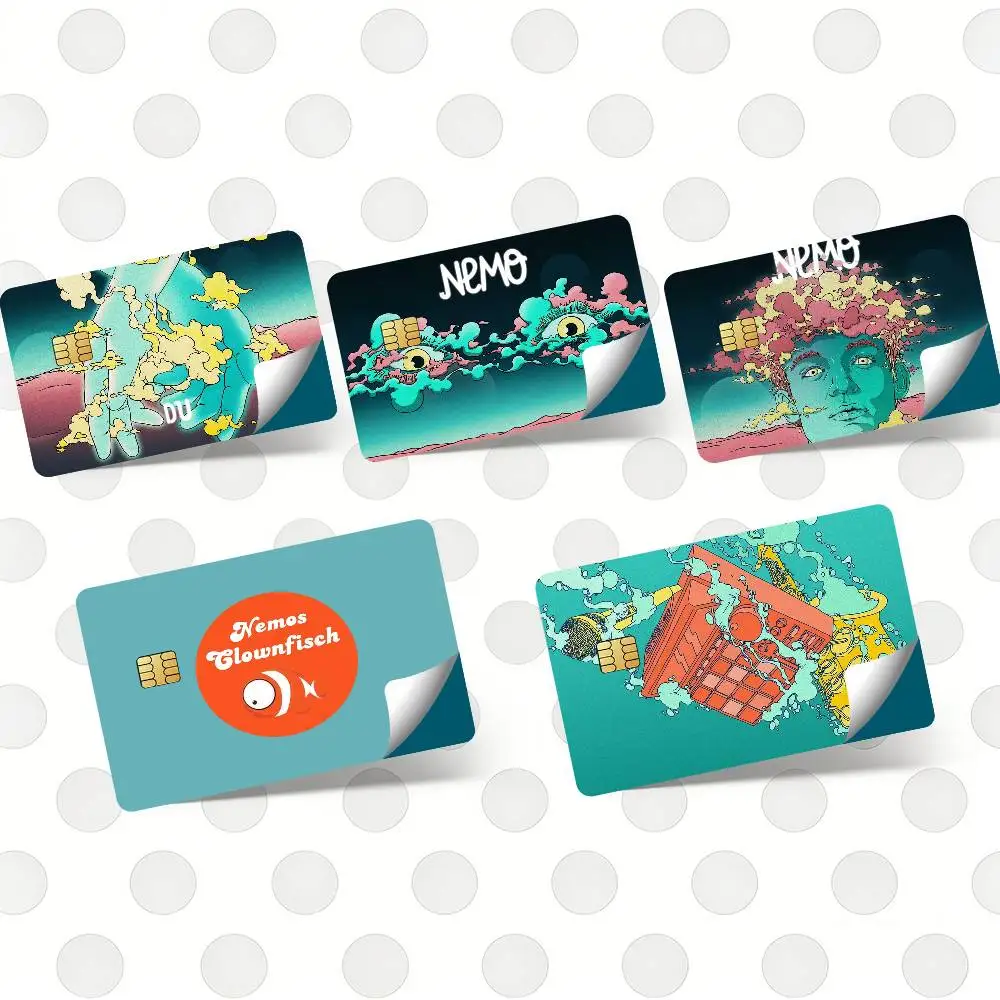 N-Nemo Cool F-Fundburo Singer Bank Credit Cards Bus Pass Stickers Cool Decoration Waterproof 4PCS Card