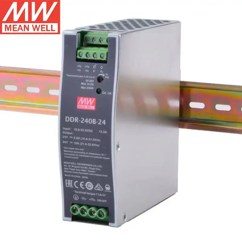 

TAIWAN MEAN WELL DDR-240B-24 24V 10A 240W Switching power DIN Rail Type DC-DC Converter LED driver Brand New Original Authentic