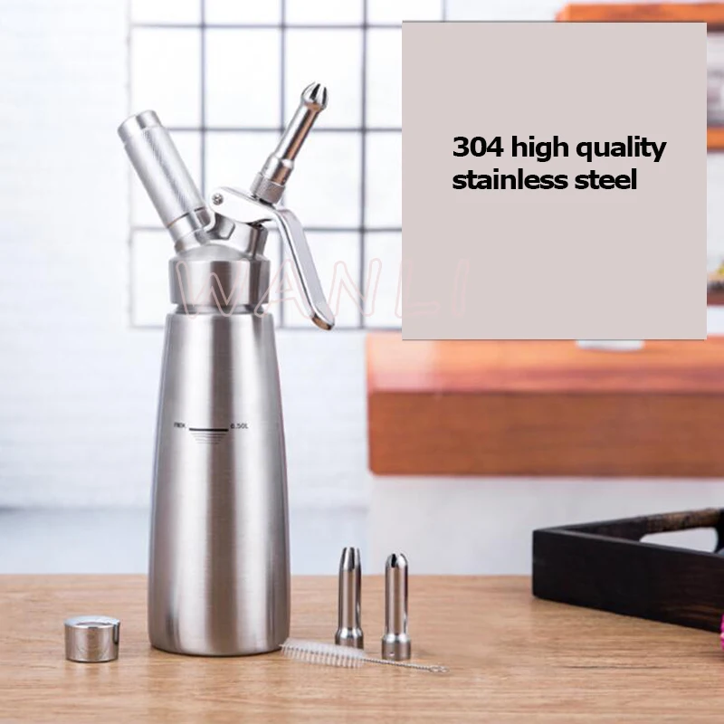 

Баллон для взбивания сливок из нержавеющей стали 304, 500 мл, сифон-вспениватель для газового баллона, кухонный пистолет для взбивания пены для десертов