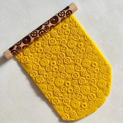 Steam Punk Design Natural For Cookies DIY Baking Dough Fondant 3D Wooded Christmas Textured Rolling Pins