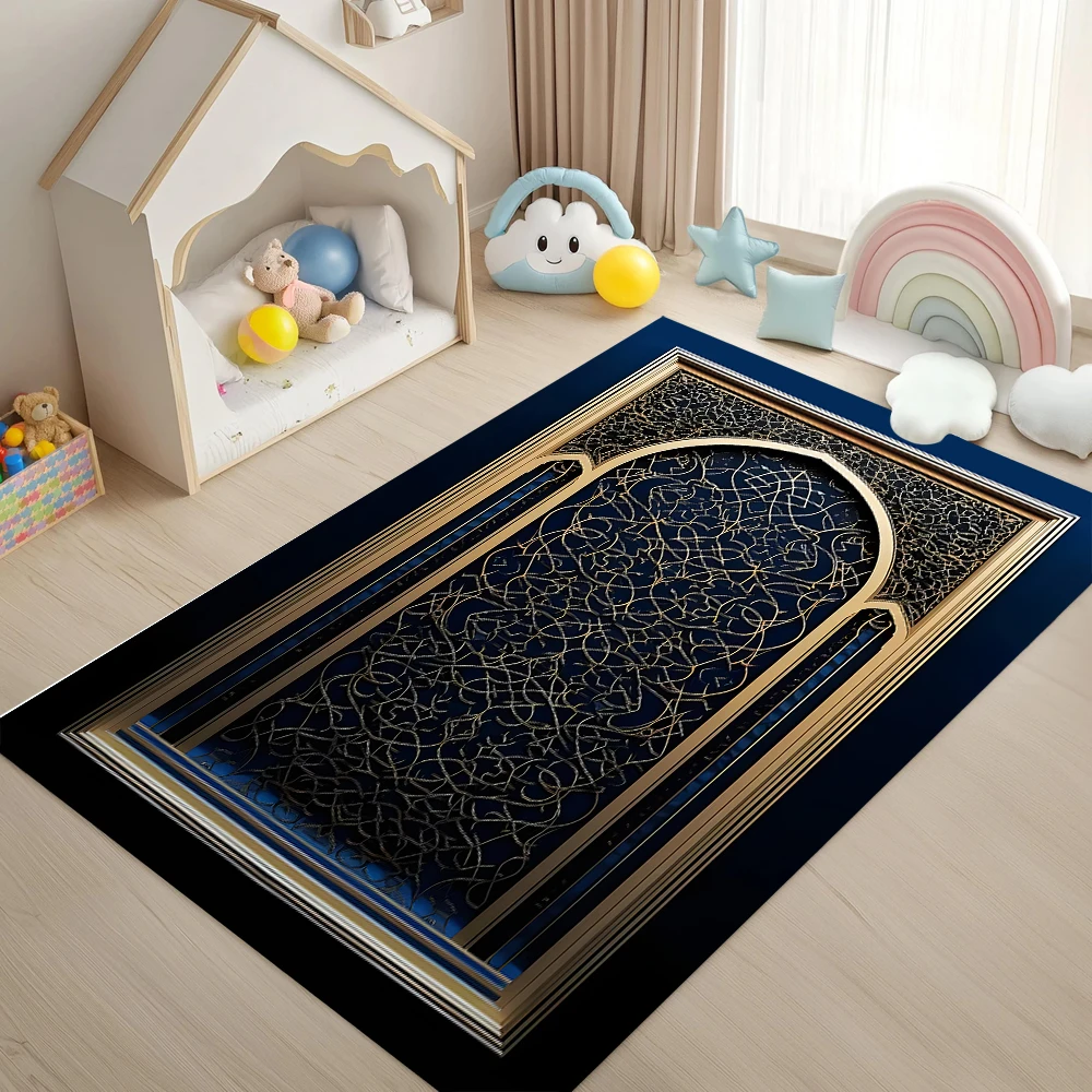 Islamic Mosque Pattern Prayer Rug Non Slip Soft Easy Clean Ideal for Home Prayer Area Vacation House Traditional Religious Decor