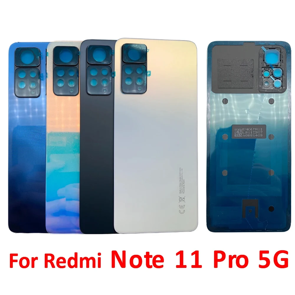 NEW For Xiaomi Redmi Note 11 Pro 5G Battery Cover Door Rear Glass Housing Case Back Camera Cover With Frame Replacement Parts