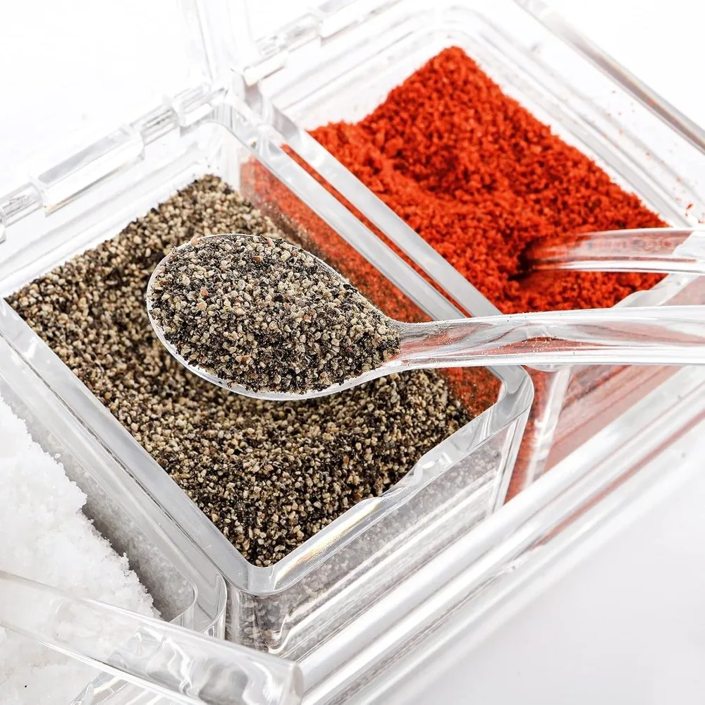 

D2 Kitchen Seasoning Box Set Clear Crystal Seasoning Storage Container Seasoning Bottle with Lid Spoon Kitchen Seasoning Tools
