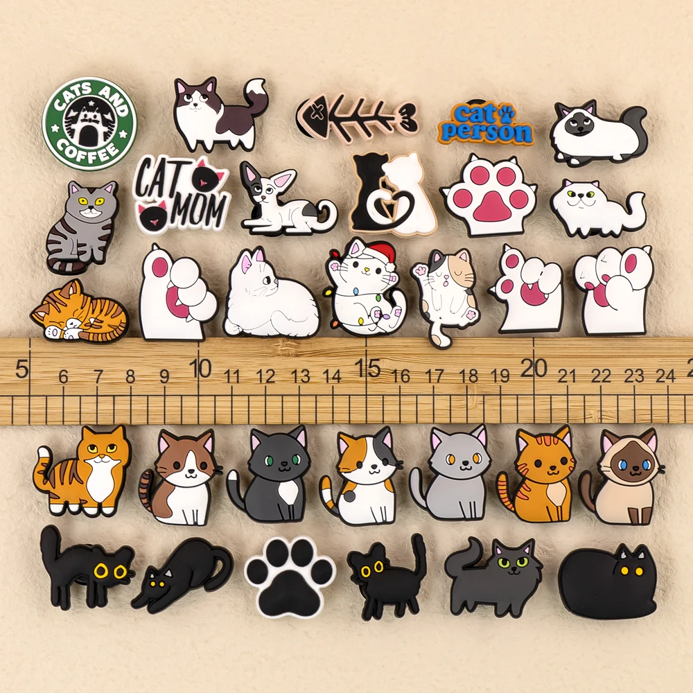 1/100pcs Cat Pin for Shoe Sphinx Orange Cat Black Cat Cute Shoe Charms for Women Girl Kids Sandal Accessories Buckle Decorations