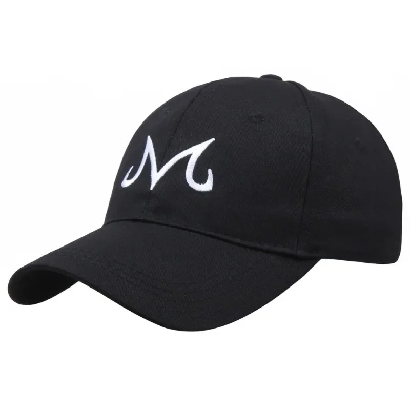 Hip Hop Letter M Logo Hats Majin Buu Fashion Baseball Cap Anime Cosplay Vegeta Sunshade Embroidered Adjustable Hat Outdoor