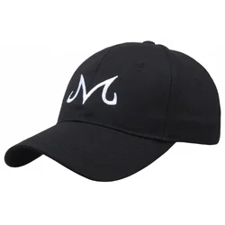 Hip Hop Letter M Logo Hats Majin Buu Fashion Baseball Cap Anime Cosplay Vegeta Sunshade Embroidered Adjustable Hat Outdoor