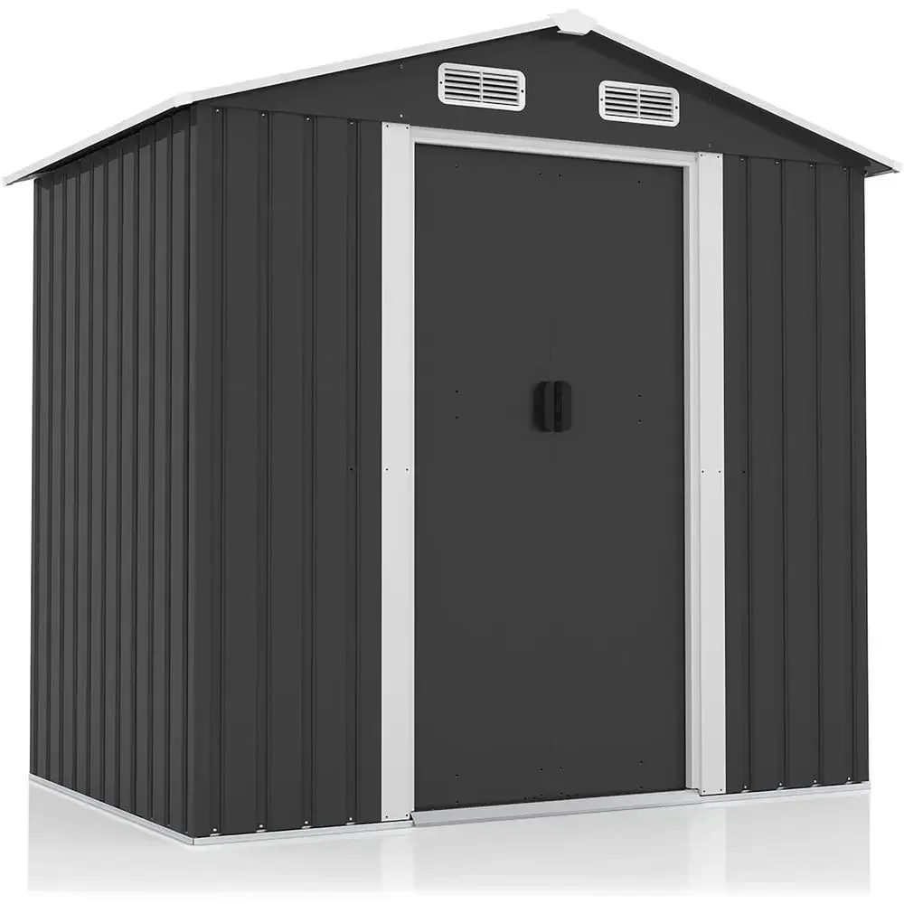 6x4ft Durable Metal Shed with Sliding Door, Ventilation, Ideal for Patio, Garden, Outdoor Storage