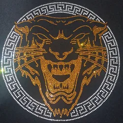 Rhinestone Stickers for Clothing Motif, Tiger Hotfix Rhinestones Designs, Iron-On Transfers, 1 Pc Lot