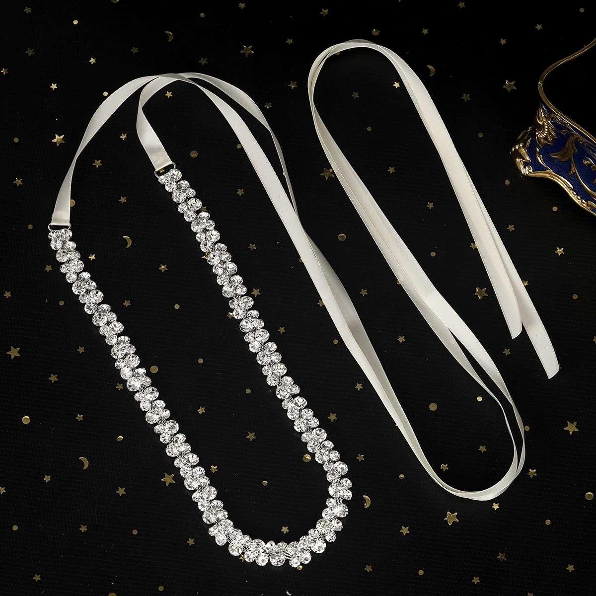 بسيطة الشظية كريستال السباغيتي حزام للنساء أزياء فستان العروس حزام الملحقات حساسة حجر الراين الخصر سلسلة وشاح #3