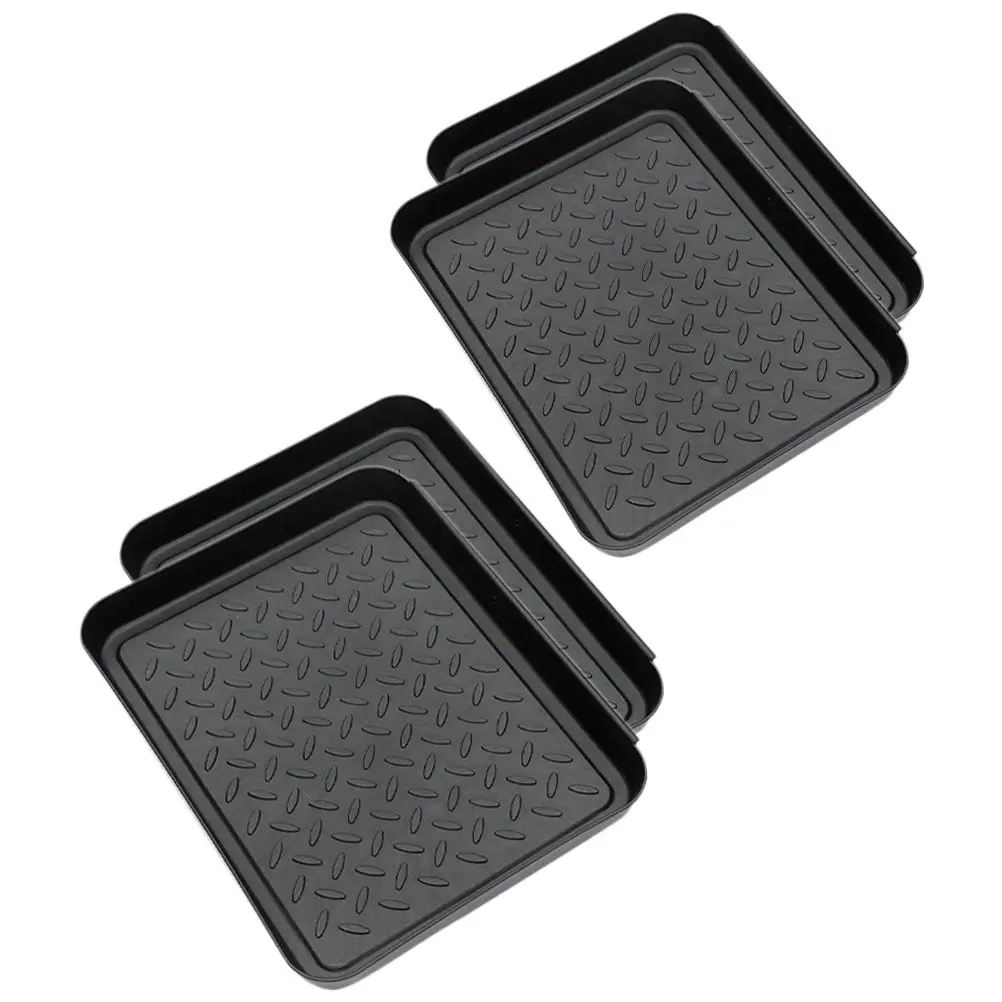 4Pcs Shoe Tray Plastic Boot Tray Shoe Mat Entryway Indoor Outdoor Multi Purpose for Shoes Boots Plants Pet Bowls Silver