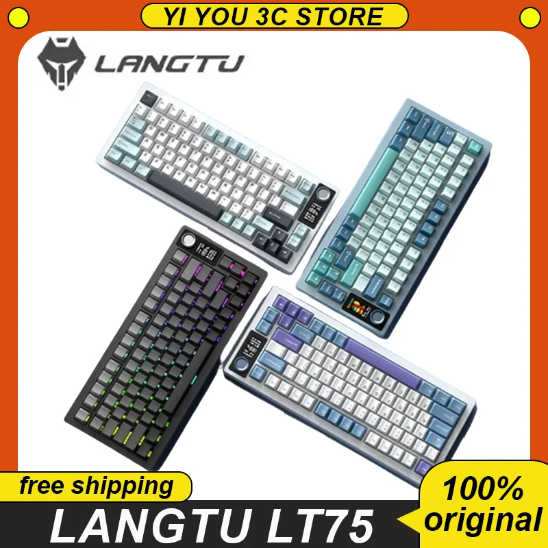 

Langtu Lt75 Mechanical Keyboard Wired/Wireless/Bluetooth Three Mode 80 Keys Pbt Gasket Rgb Customized Office Pc Game Keyboard