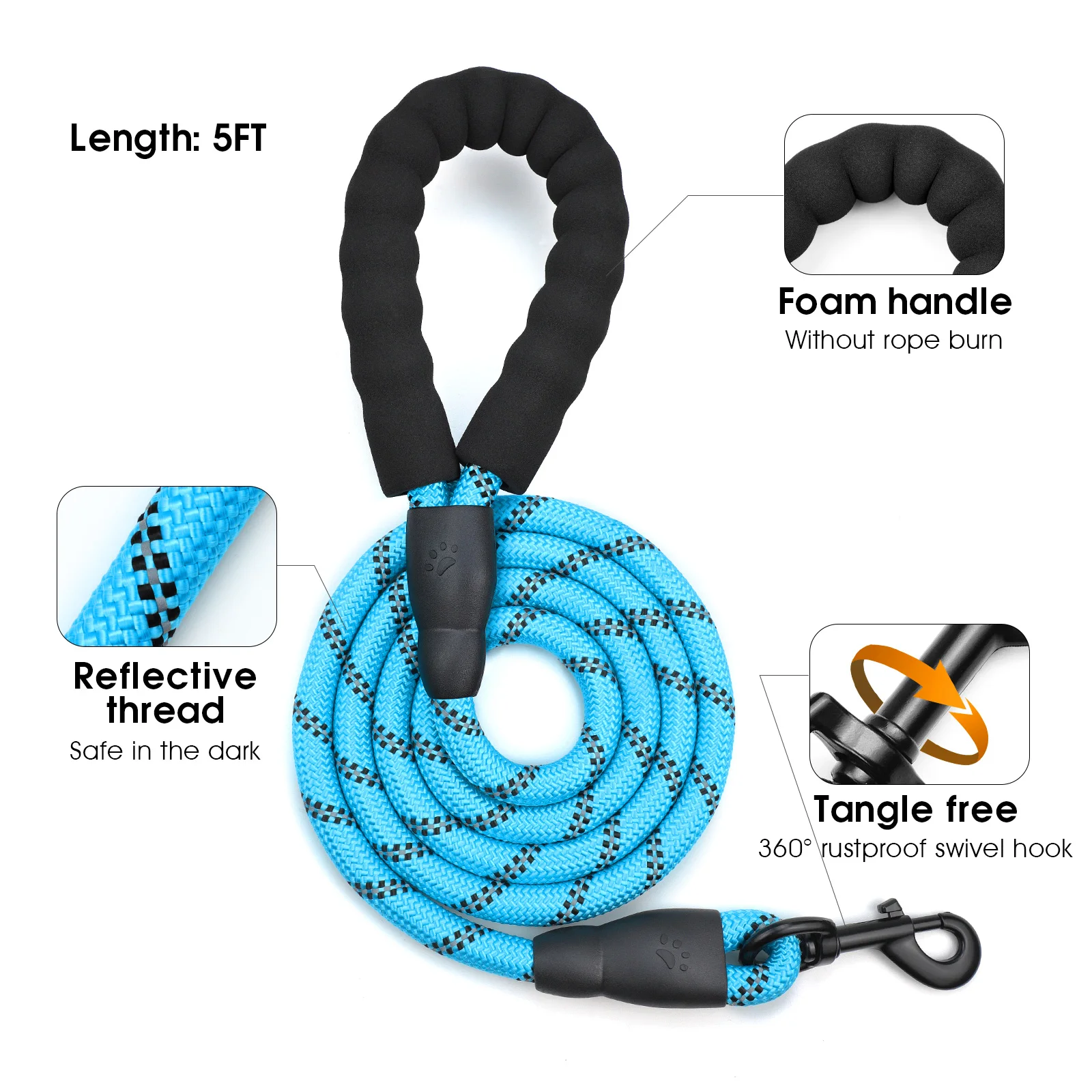 Dog Harness And Leash Combo, Escape Proof No Pull Vest Harness, With 5 Feet Leash, Reflective Adjustable Soft Padded Pet Harness_voghion.com