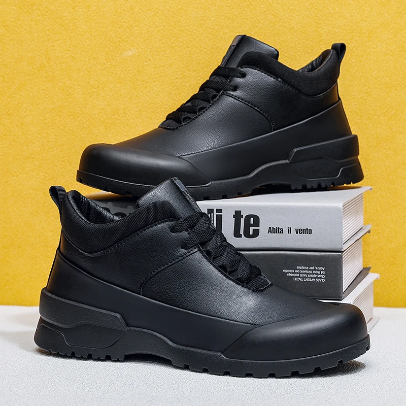 

Зимние мужские ботинки, кожаные ботинки до щиколотки для активного отдыха, дизайнерские женские рабочие ботинки, легкие повседневные ботинки для пар, классические ботинки ручной работы