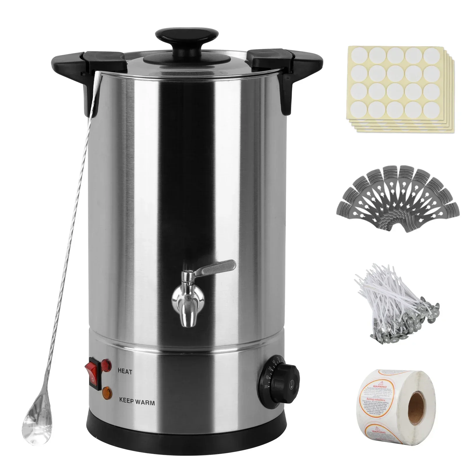 10L Electric Wax Melting Pot with Spout 30-110 ℃ Furnace Wax Melter Stainless Steel Large Melting Pot Commerical